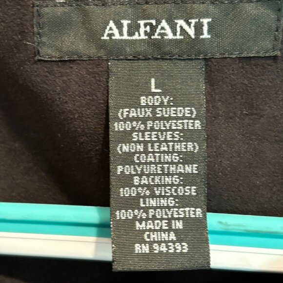 Alfani Women's Faux Black Suede and Faux Leather Full-Zip Jacket, Size: L - Picture 15 of 16